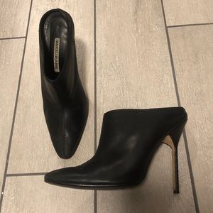 Manolo Blahnik black nappa short bootie size 38